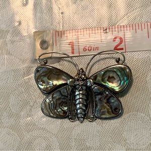 Vintage Sterling Abalone butterfly moth brooch